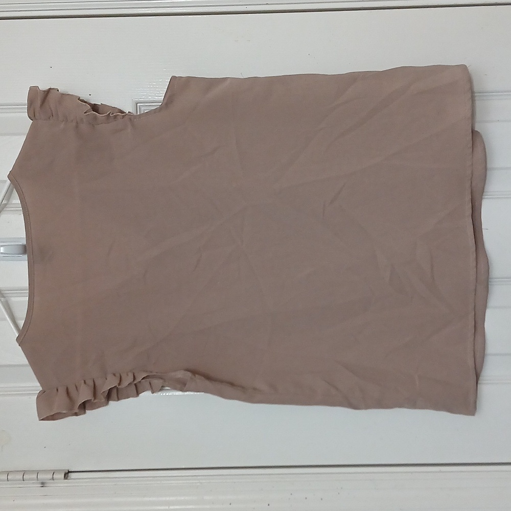 SHEIN Tan Ruffled V-Neck Top - Picture 4 of 5